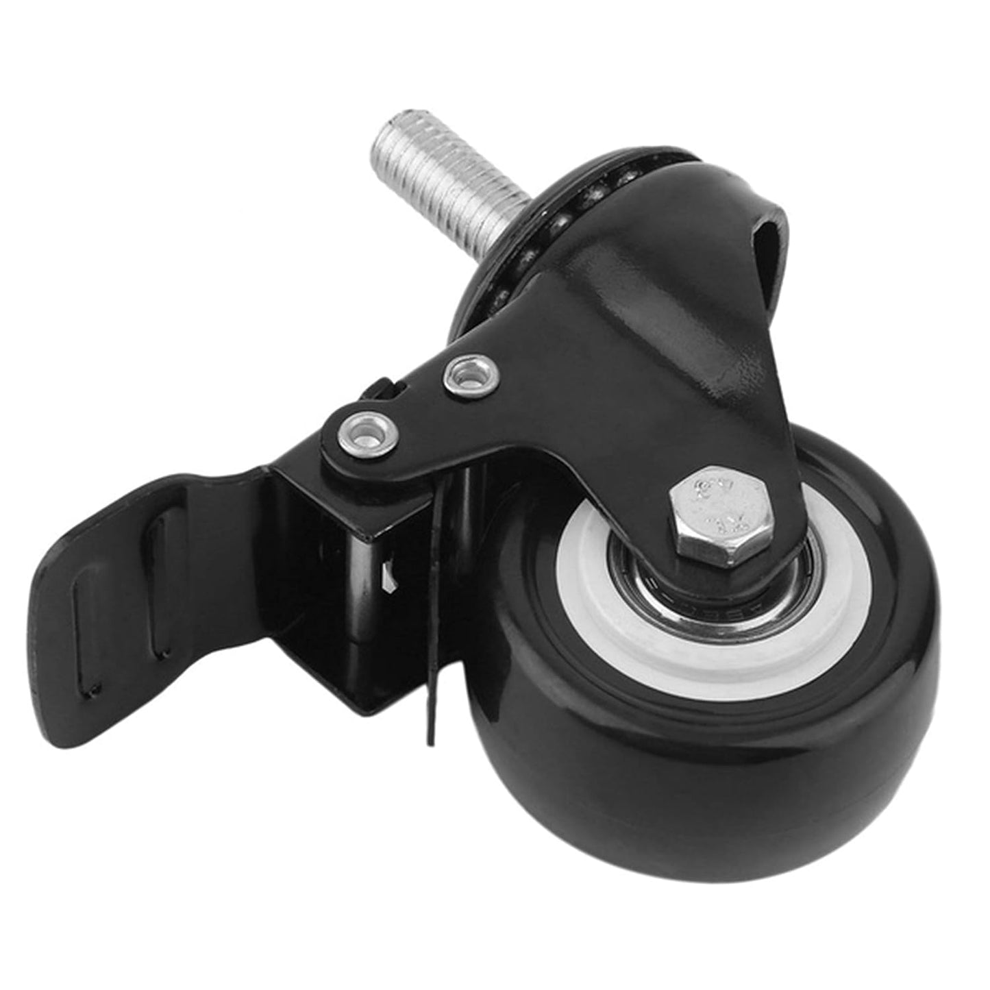 3" Caster Wheels Set of 4, Heavy Duty Casters with Brake, No Noise Locking Polyurethane (PU) Wheels, Swivel Stem Castors