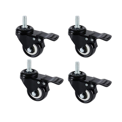 3" Caster Wheels Set of 4, Heavy Duty Casters with Brake, No Noise Locking Polyurethane (PU) Wheels, Swivel Stem Castors