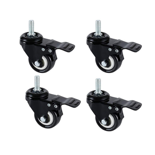 3" Caster Wheels Set of 4, Heavy Duty Casters with Brake, No Noise Locking Polyurethane (PU) Wheels, Swivel Stem Castors