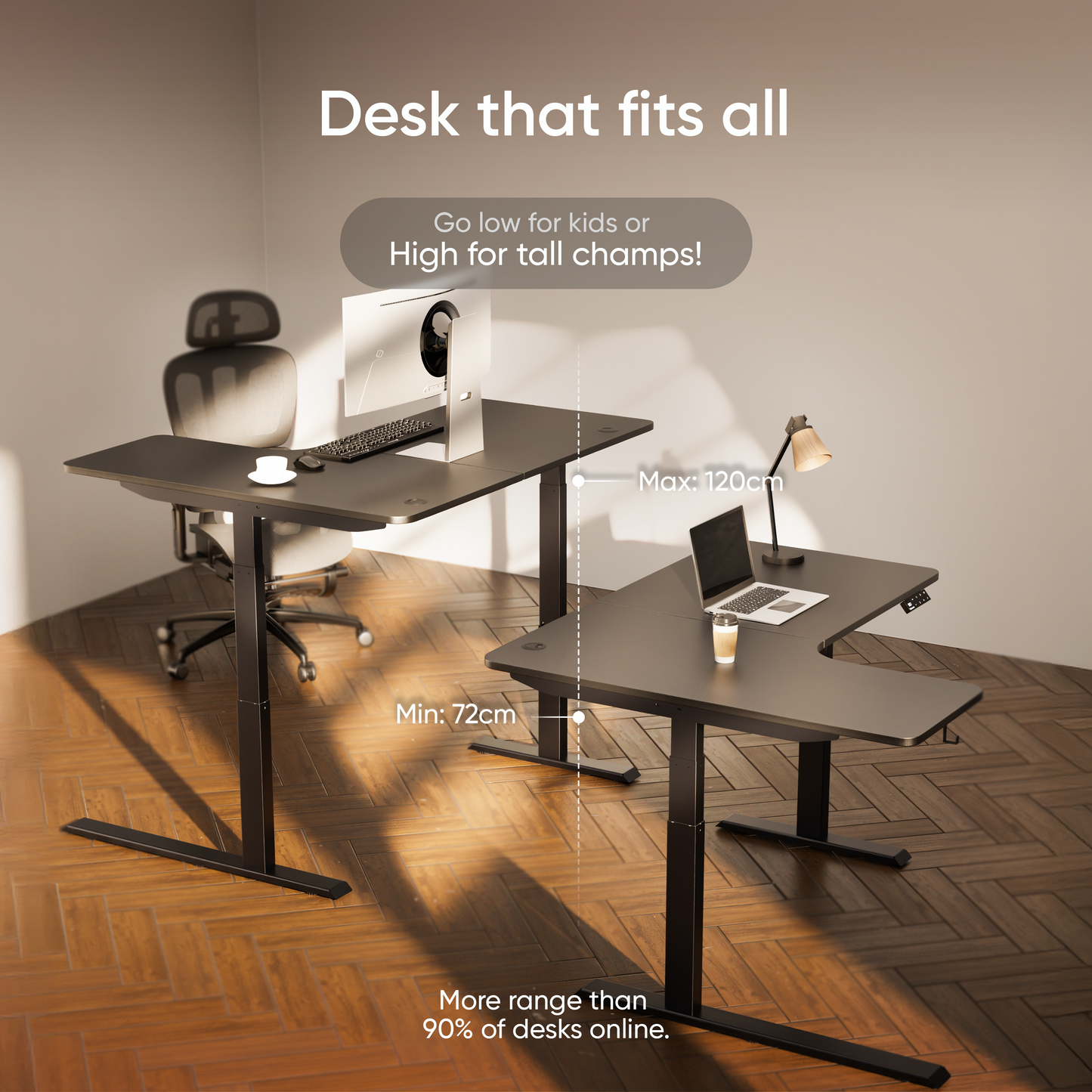 Intellidesk Curve L-Shaped Height Adjustable Standing Desk