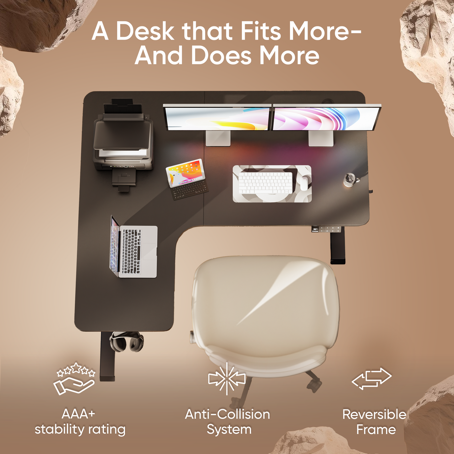 Intellidesk Curve L-Shaped Height Adjustable Standing Desk