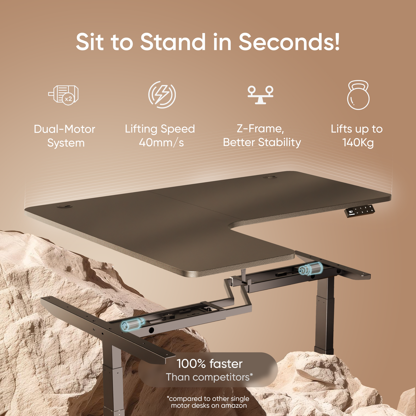 Intellidesk Curve L-Shaped Height Adjustable Standing Desk