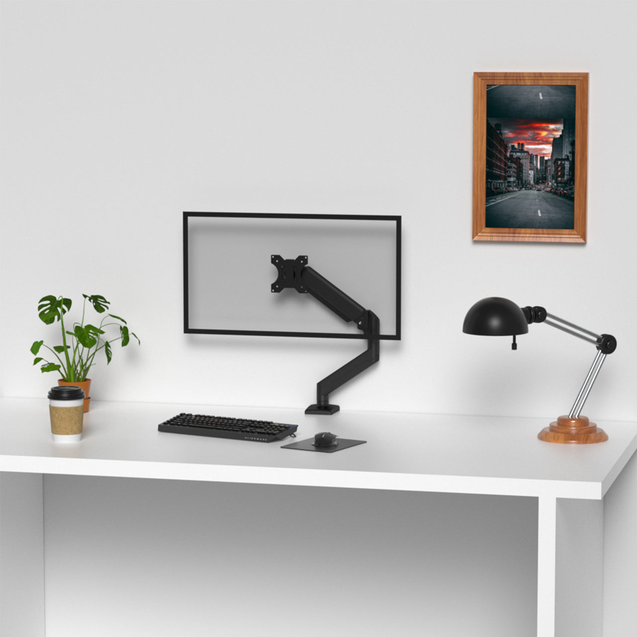Single Monitor Arm | Gas Spring Mechanism | 10-32" Screen Monitor Mount | 9KG Weight Capacity