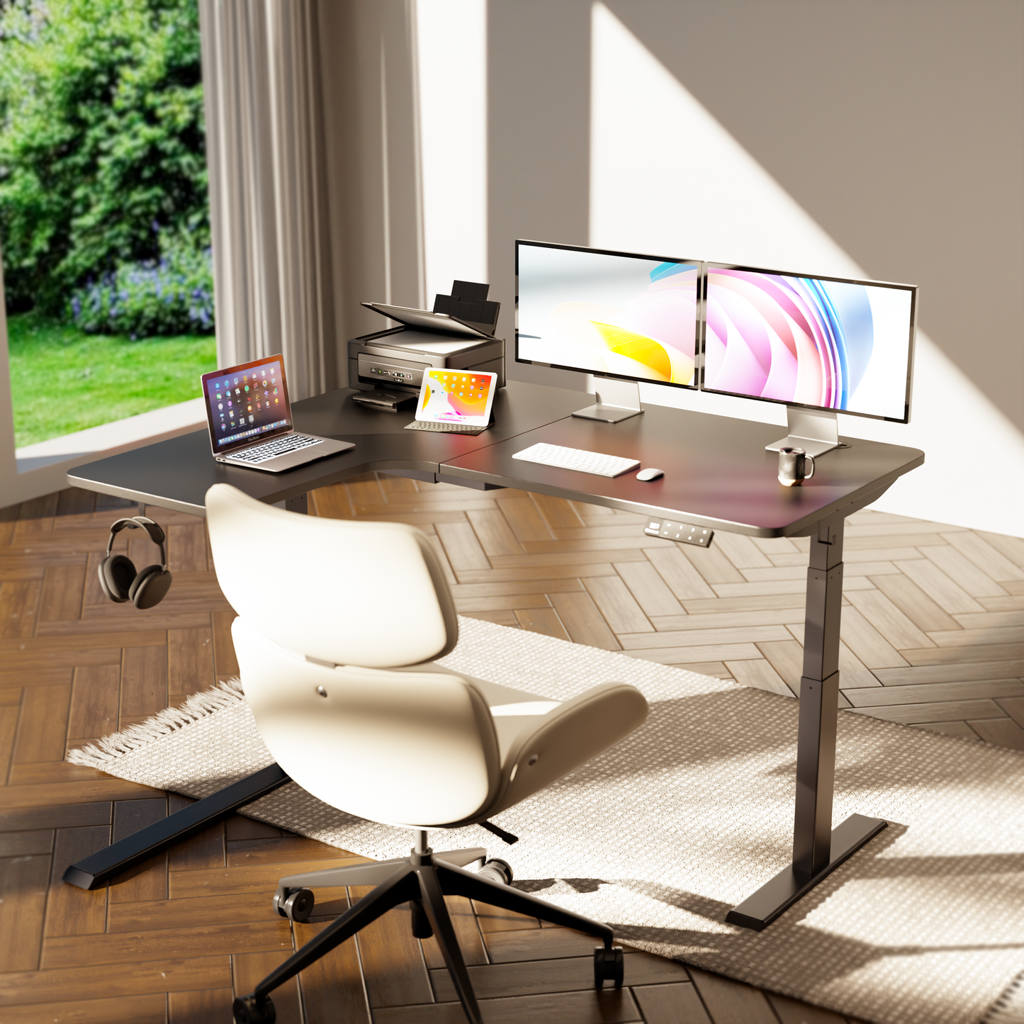 Intellidesk Curve L-Shaped Height Adjustable Standing Desk