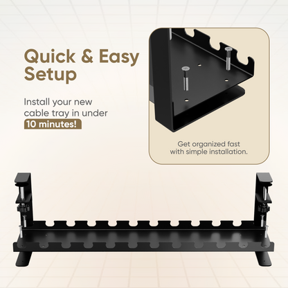 Clamp-on Under Desk Cable Tray for Wire Management 190x134x600mm